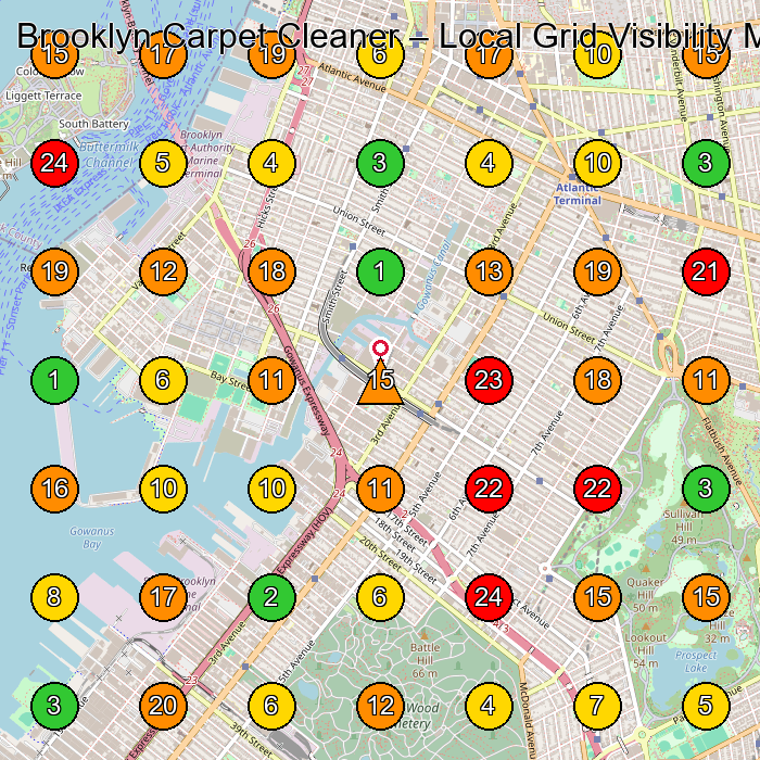Brooklyn Carpet Cleaner Carpet Cleaning Service GeoGrid ranking map for Brooklyn NY